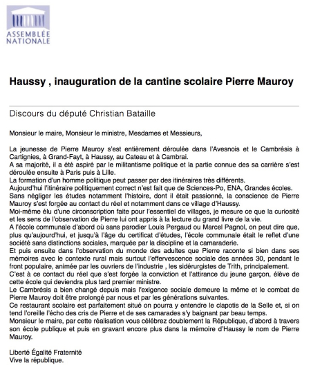 Discours Haussy P Mauroy